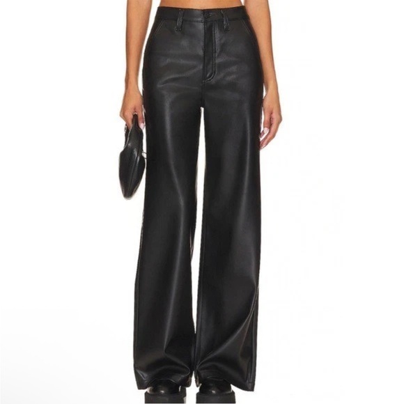 pistola Pants - Pistola Lana Trouser Tailored High Rise Ultra Wide Leg in Slate Black